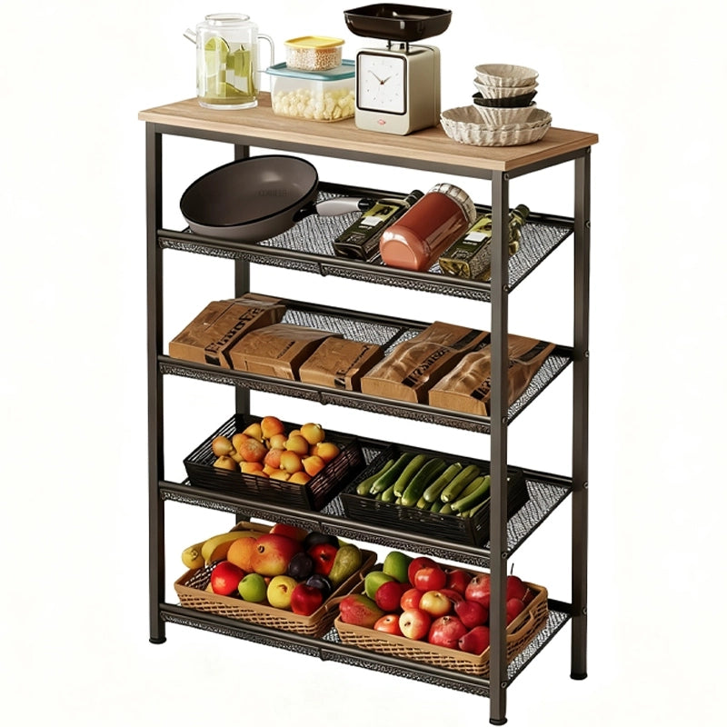 Scaffale mobile da cucina marrone chiaro industriale legno retrò mensola loft 75 cm