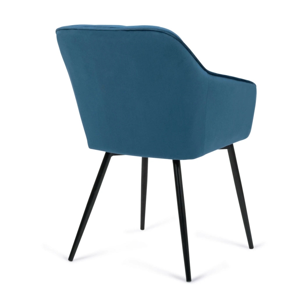 IDMarket - Set di 2 sedie in velluto blu con braccioli MADY