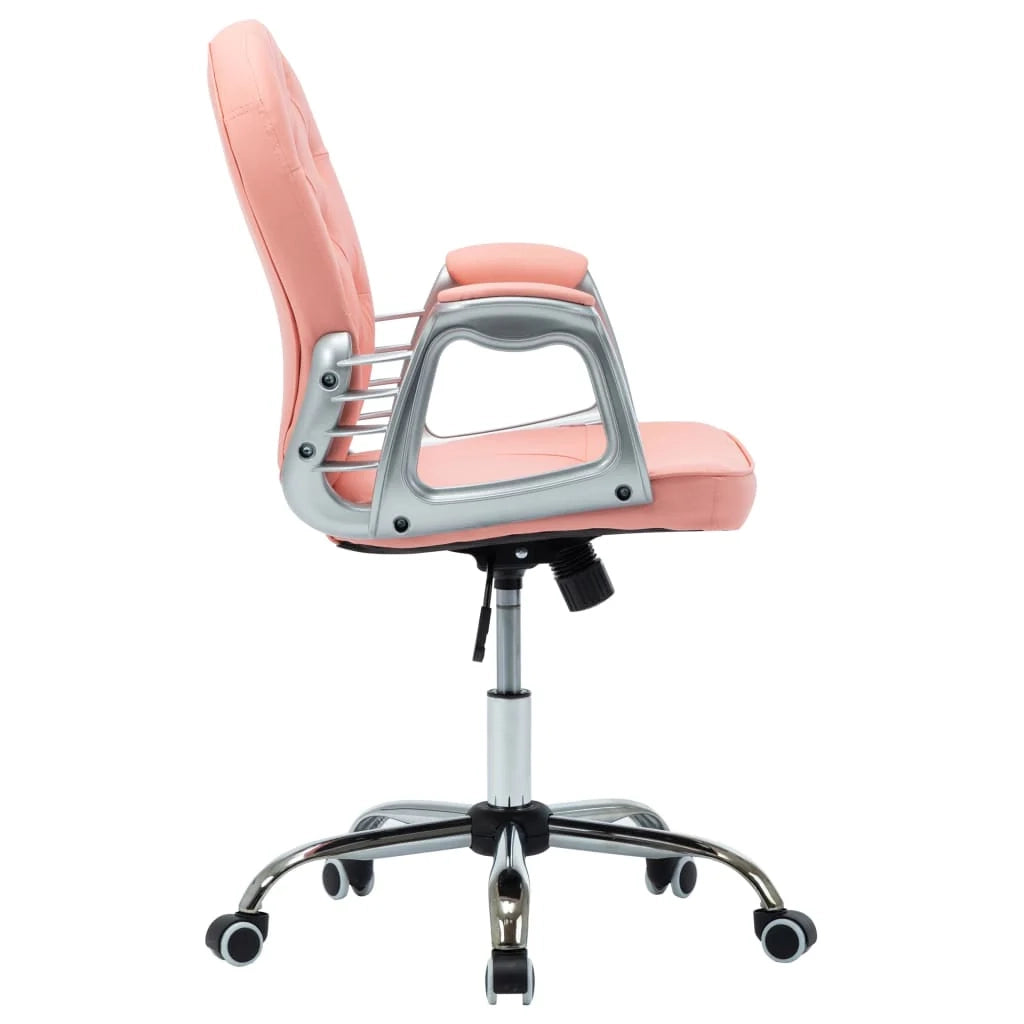 Sedia girevole da ufficio/sedia da studio/sedia da computer/sedia sgabello in similpelle rosa 02_0024056