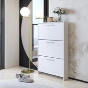 Mobile Portascarpe Ossi, Scarpiera 3 Vani, 69x17x115h cm Bianco