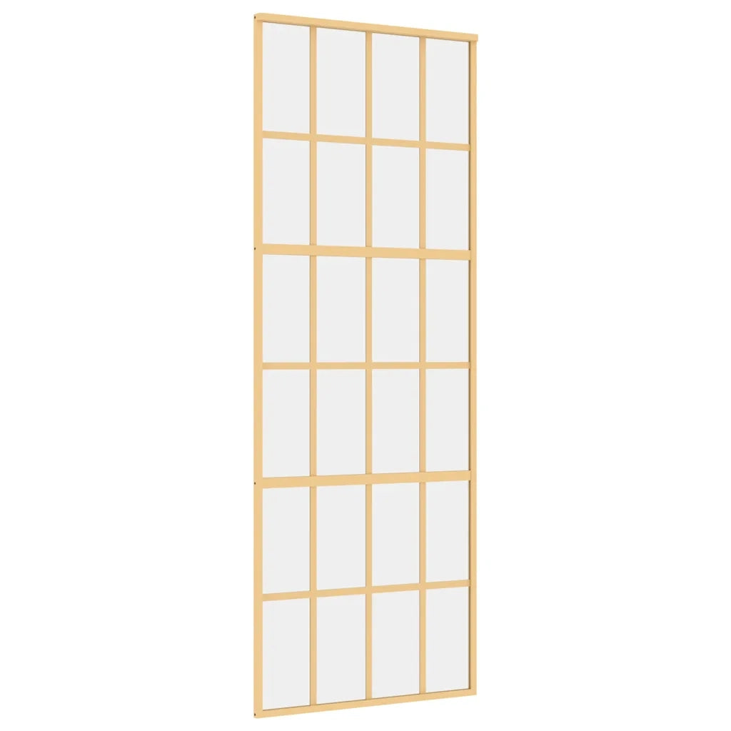 Porta Scorrevole Dorata 76x205 Vetro Trasparente ESG Alluminiocod mxl 131670