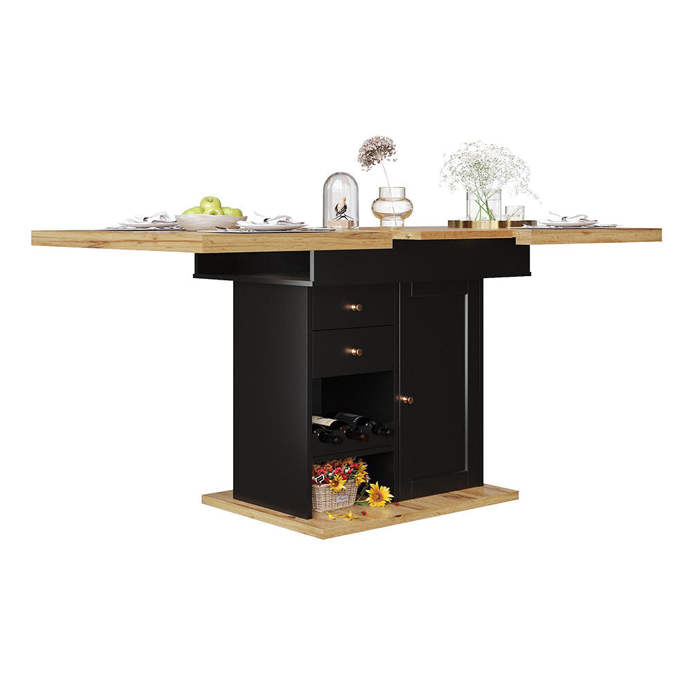 Tavolo estensibile - Xylo - 110-140x80cm con scaffale vino e snack