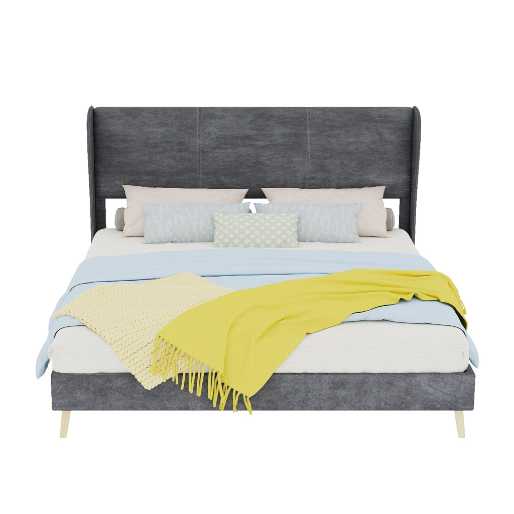 letto imbottito tessuto metallo grigio 160 x 200 cm