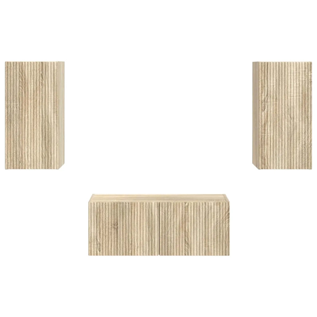 Set mobile TV 2 pz-Credenza per TV Rovere Sonoma Legno multistrato 358657
