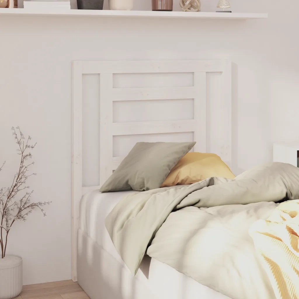 Testiera per Letto Bianca 81x4x100 cm in Legno Massello di Pino 818796