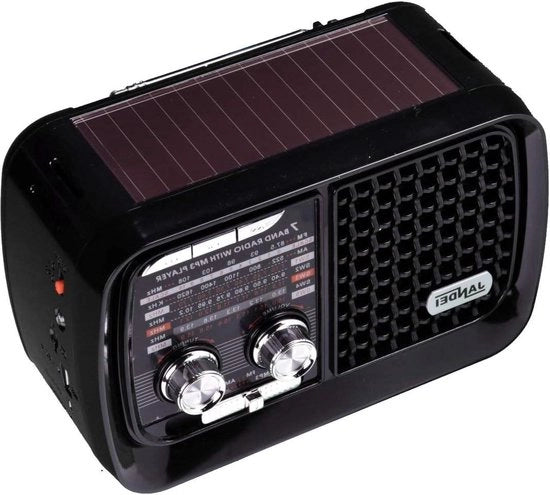 Pannello Solare Radio con Bluetooth - Multibanda - Ideale per l'Esterno - 1 pezzo - Nero - Plastica - Compattato