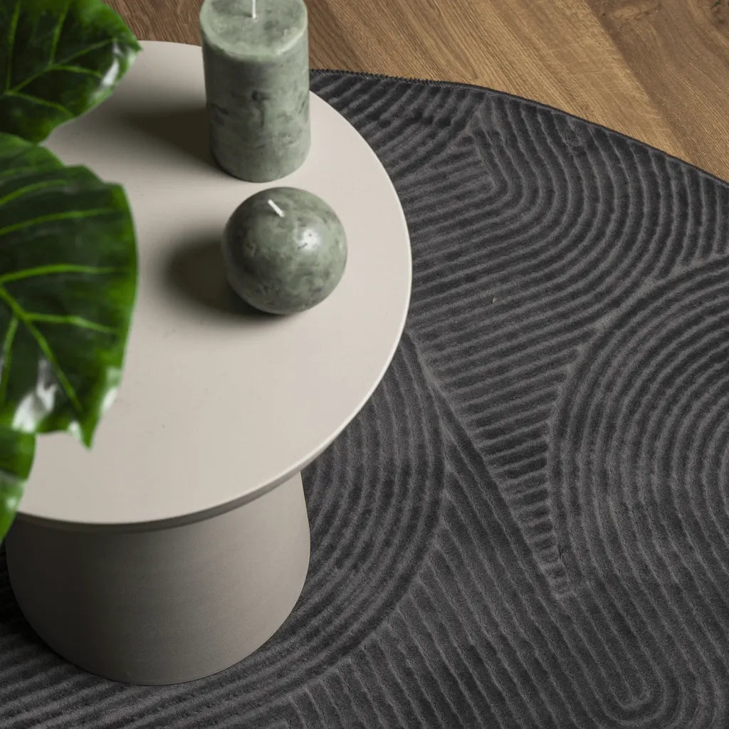 vidaXL Tappeto IZA a Pelo Corto con Aspetto Scandinavo antracite Ø80cm