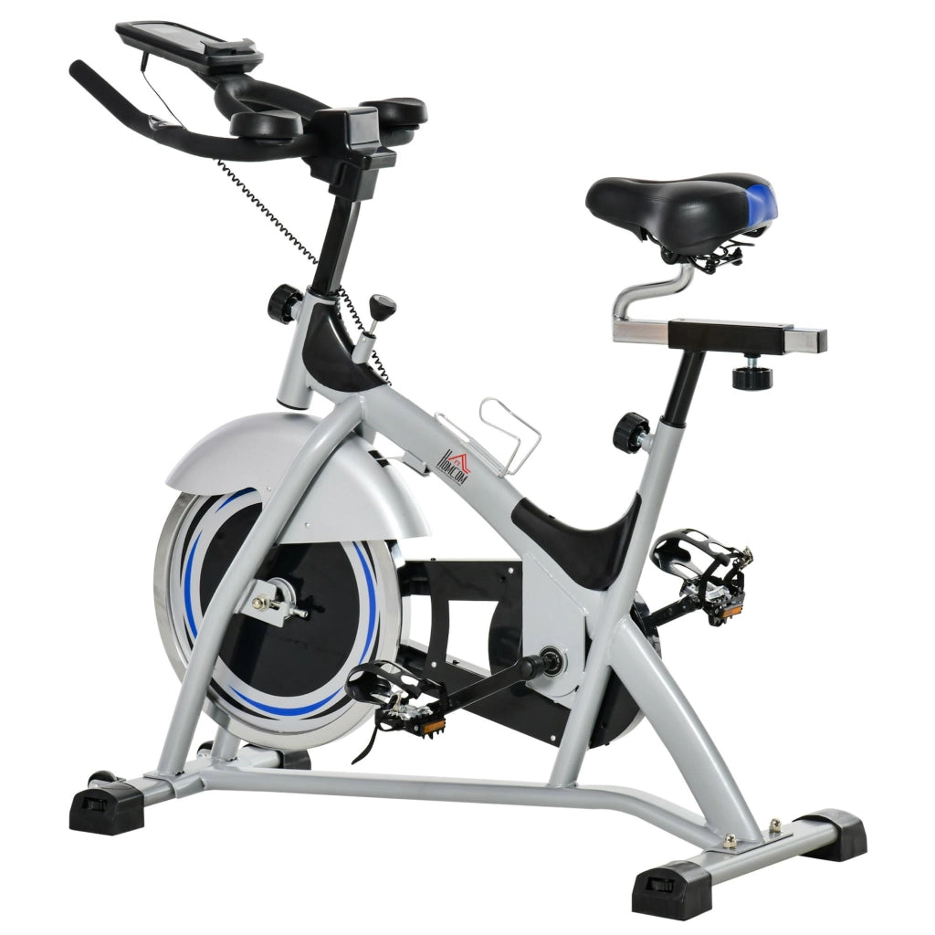 Cyclette con Trasmissione Cinghia in Acciaio e ABS Argento e Nero