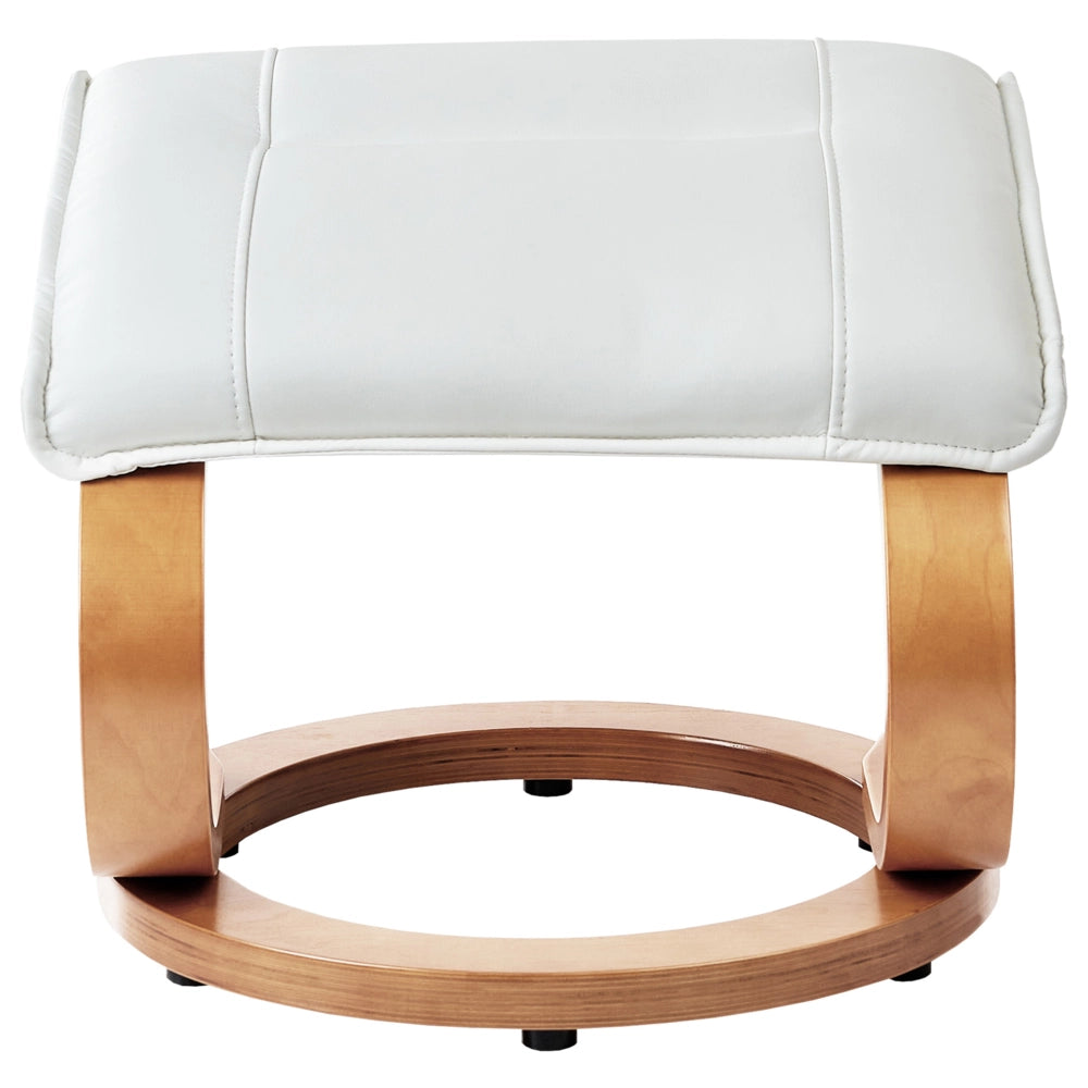 Poltrona reclinabile bianca con poggiapiedi in ecopelle imbottita struttura in legno riscaldamento funzione massaggio design retrò