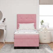 Letto Box Spring con Materasso e LED Rosa 80x200 cm Velluto