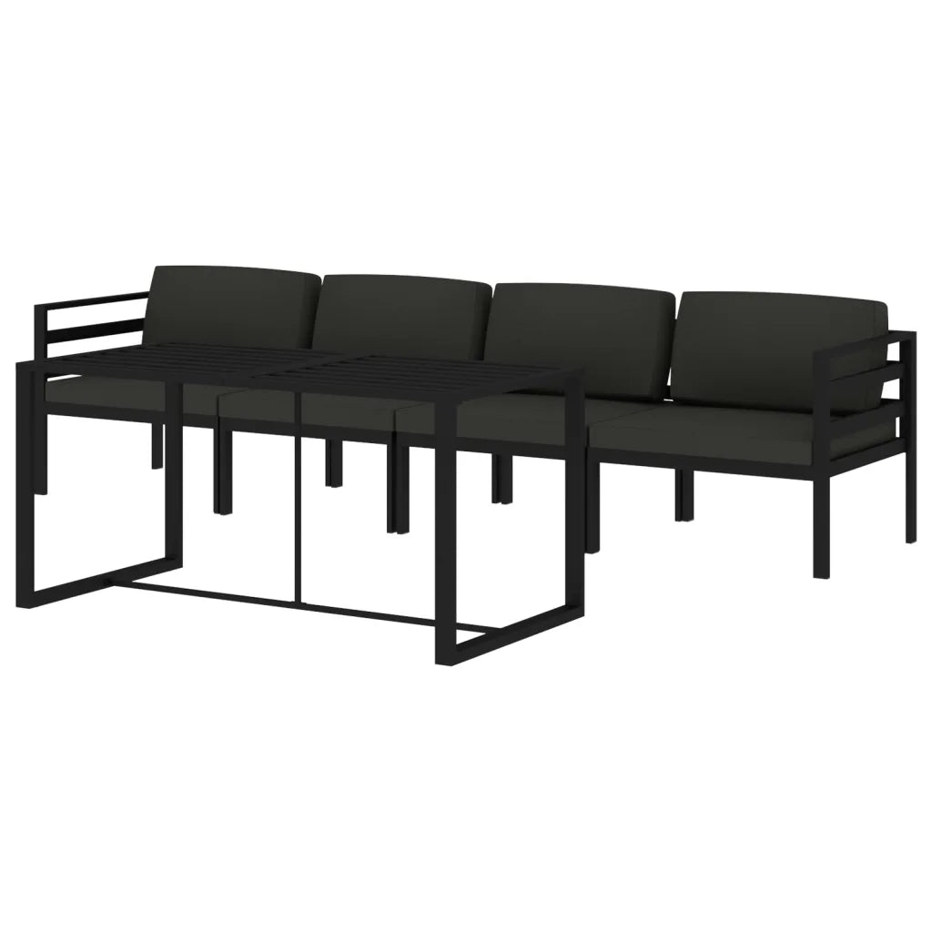 Set Divani da Giardino 5 pz con Cuscini in Alluminio Antracite cod mxl 41672