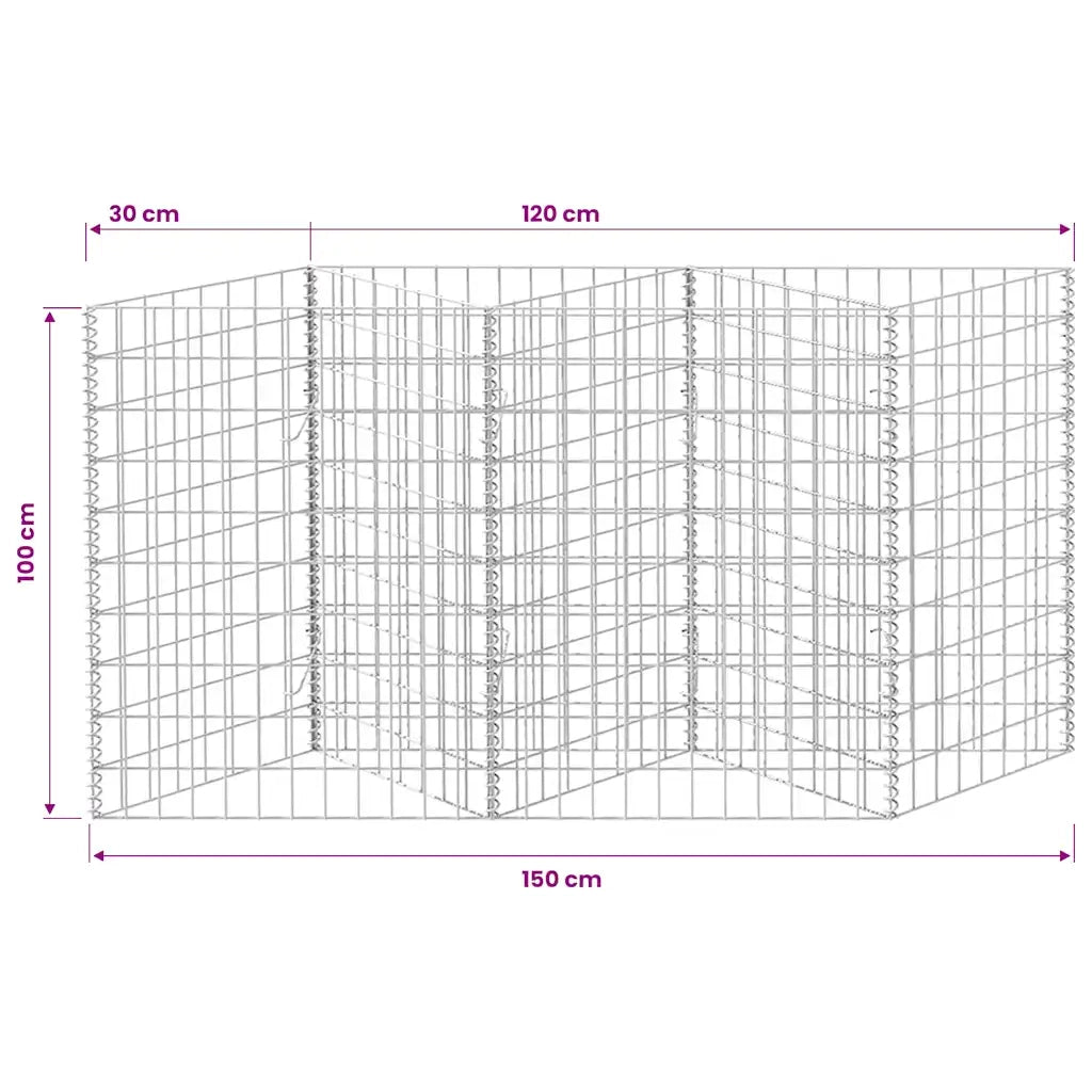 Gabbione in Rete in Acciaio Zincato 120x30x100 cm 142539