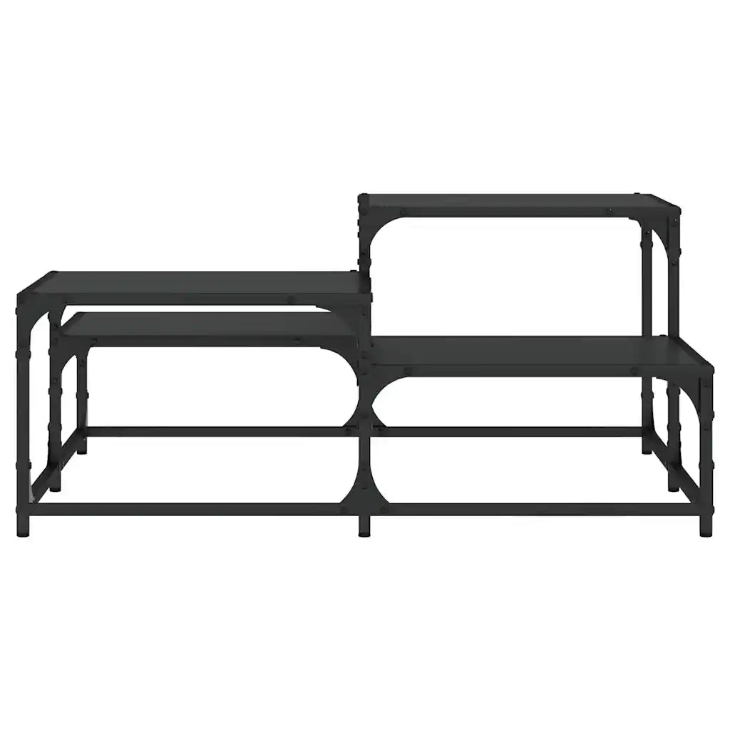 Tavolino da Salotto-Tavolino da soggiorno-Tavolo Nero 87,5x87,5x40 cm in Legno Multistrato