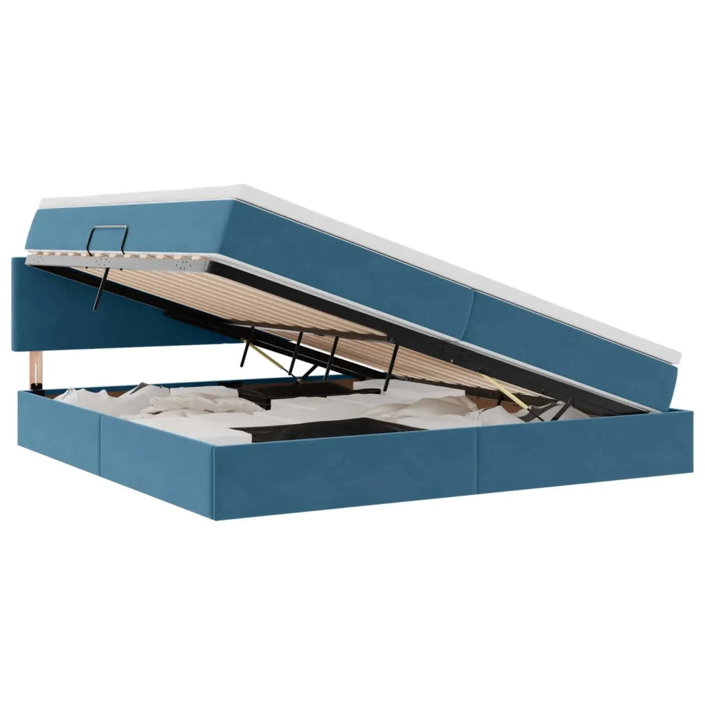 Letto con contenitore e LED Blu Scuro 200 x 200 cm Velluto 3371359
