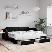 Divano Letto Estraibile con Cassetti-Sofa Letto-Daybed Nero 90x200 cm in Tessuto 997026