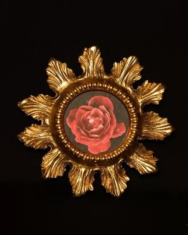 Mobili2g - portafoto in foglia oro rotonda-sagomata- misure: l.23 x h.23 x p.2