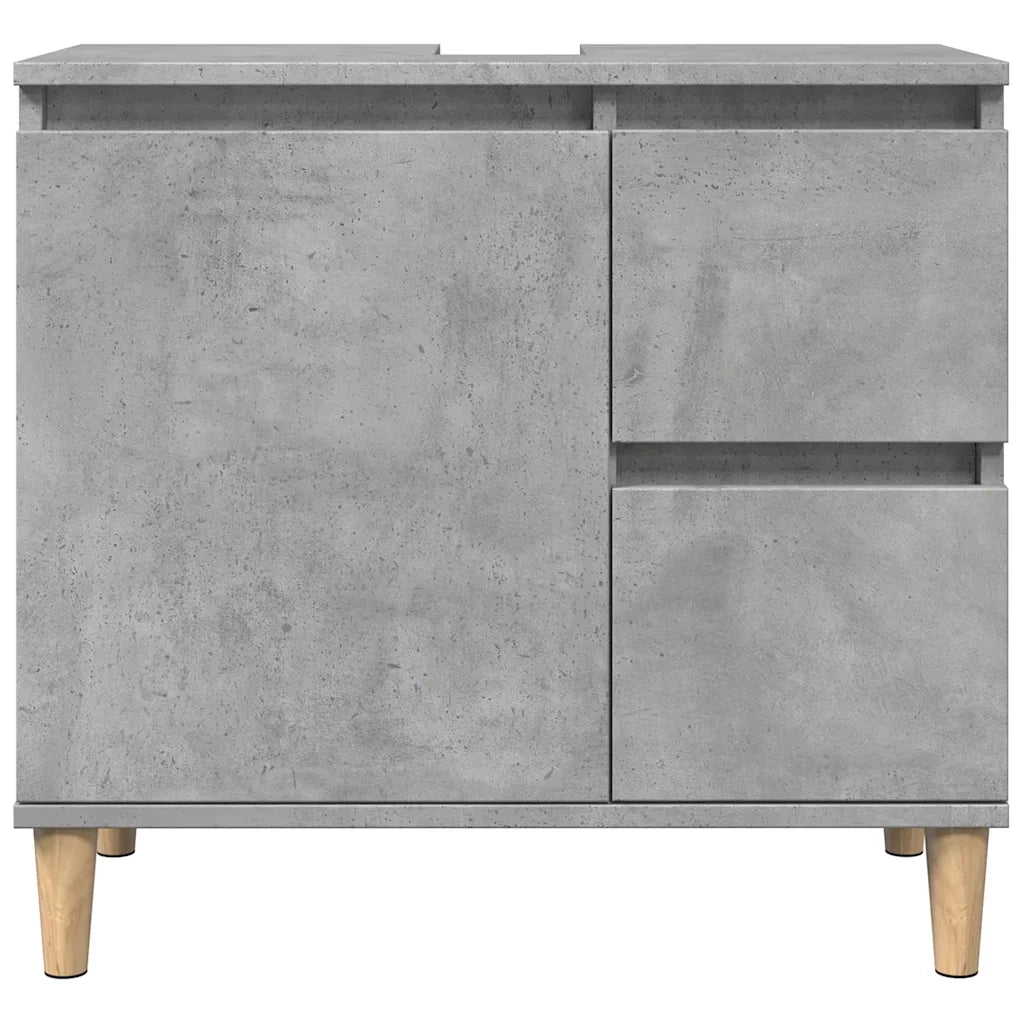 Set Mobili da Bagno 3 pz Grigio Cemento in Legno Multistrato 3324945