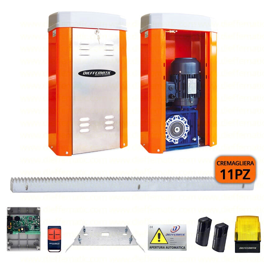 KIT SCORREVOLE GIGA 5000KG 230V INVERTER CON 11 METRI DI CREMAGLIERA ZINCATA DFM