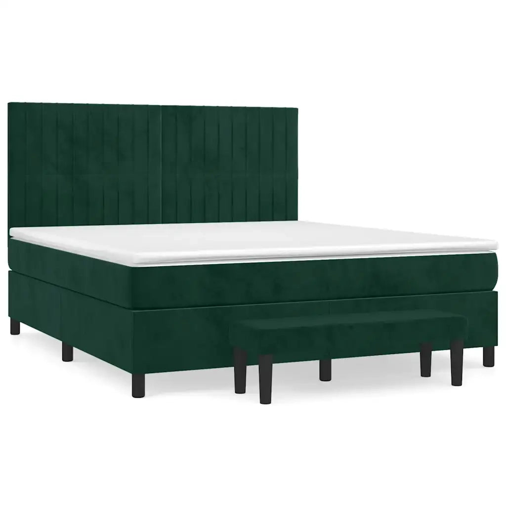Giroletto a Molle con Materasso Verde Scuro 160x200 cm Velluto 3137974