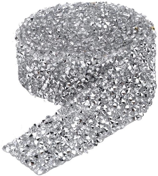 Decorazione a Strisce - Materializzato con Materiale Diamantato - Lunghezza 180 cm - Larghezza 3 cm - Alta Qualità - Catena con Pailletti