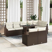 Set Divano da Giardino con cuscino 9 pcs Marrone e crema