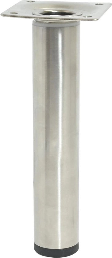 Piede regolabile per mobili piede telescopico - Ø 30 x 160-250 mm con piatto a vite 60 x 60 mm - acciaio inossidabile a verniciatura a polvere - aspetto in acciaio inossidabile.