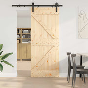 Porta scorrevole NARVIK Naturale e Nero 85 x 210 cm (152,5 cm)