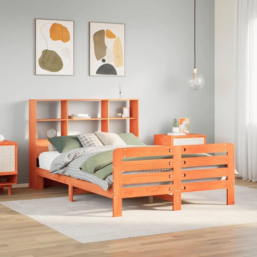 vidaXL Giroletto senza Materasso Marrone Cera 150x200 cm Legno di Pino