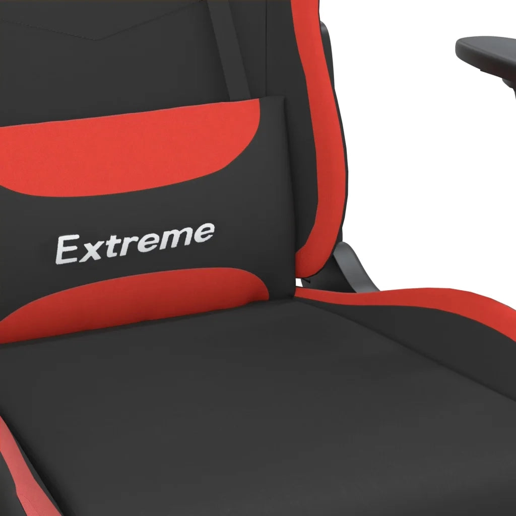 Sedia da Gaming | Sedia da e-sports Massaggio e Poggiapiedi Tessuto Nero e Rosso