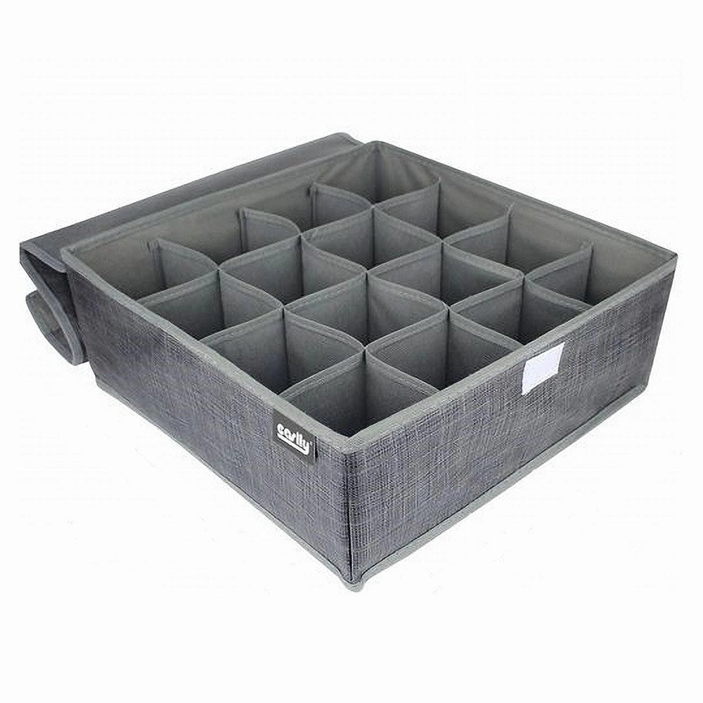 Trade Shop - Porta Oggetti Tessuto Organizer Contenitore Biancheria 16 Posti 32x32x12cm 69719 -