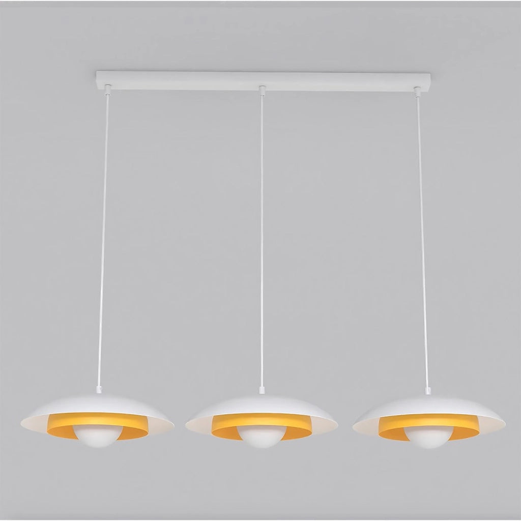Lampada a sospensione Skin in acciaio bianco con dettagli arancioni