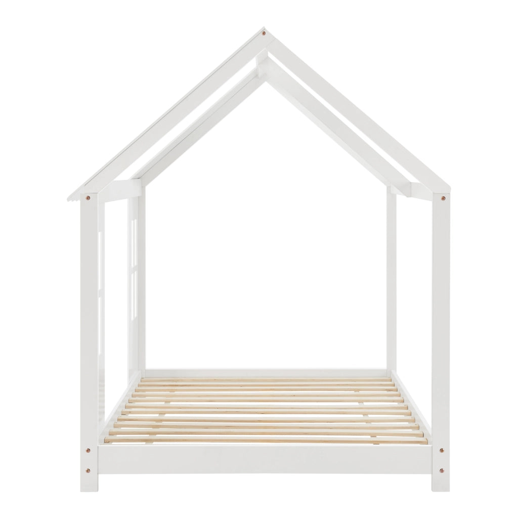 Letto Tostedt per Cameretta a Forma di Casetta con Materasso 90 x 200 Bianco [en.casa]