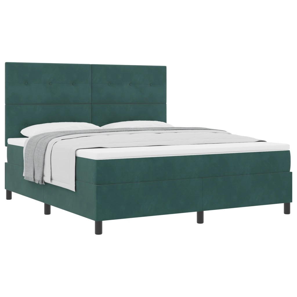 Letto con Box Spring e Materasso Verde Scuro Super King Velluto