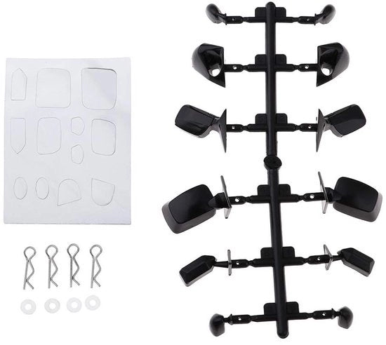 Specchi Retrovisori in Plastica per Simulazione - Accessori Auto - Scala 1/10 - Modello per Drifting - Dimensioni 16 x 10 cm - 6 Tipi - Accessori per Auto a Controllo Remoto
