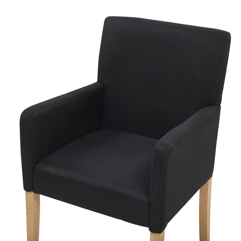 Sedia da pranzo Rivestimento in tessuto Nero Gambe in legno Seduta elegante con braccioli
