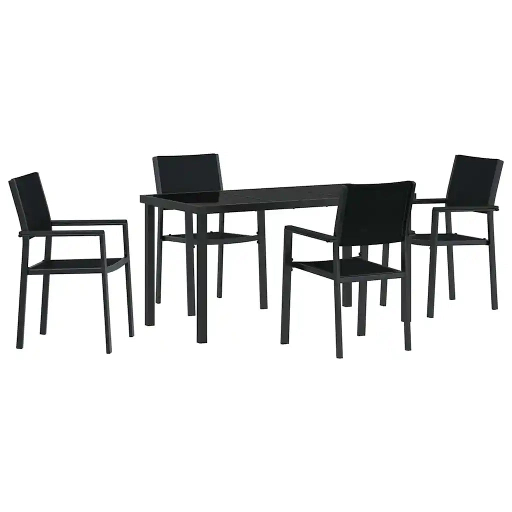 Set da Pranzo per Giardino 5 pcs Nero