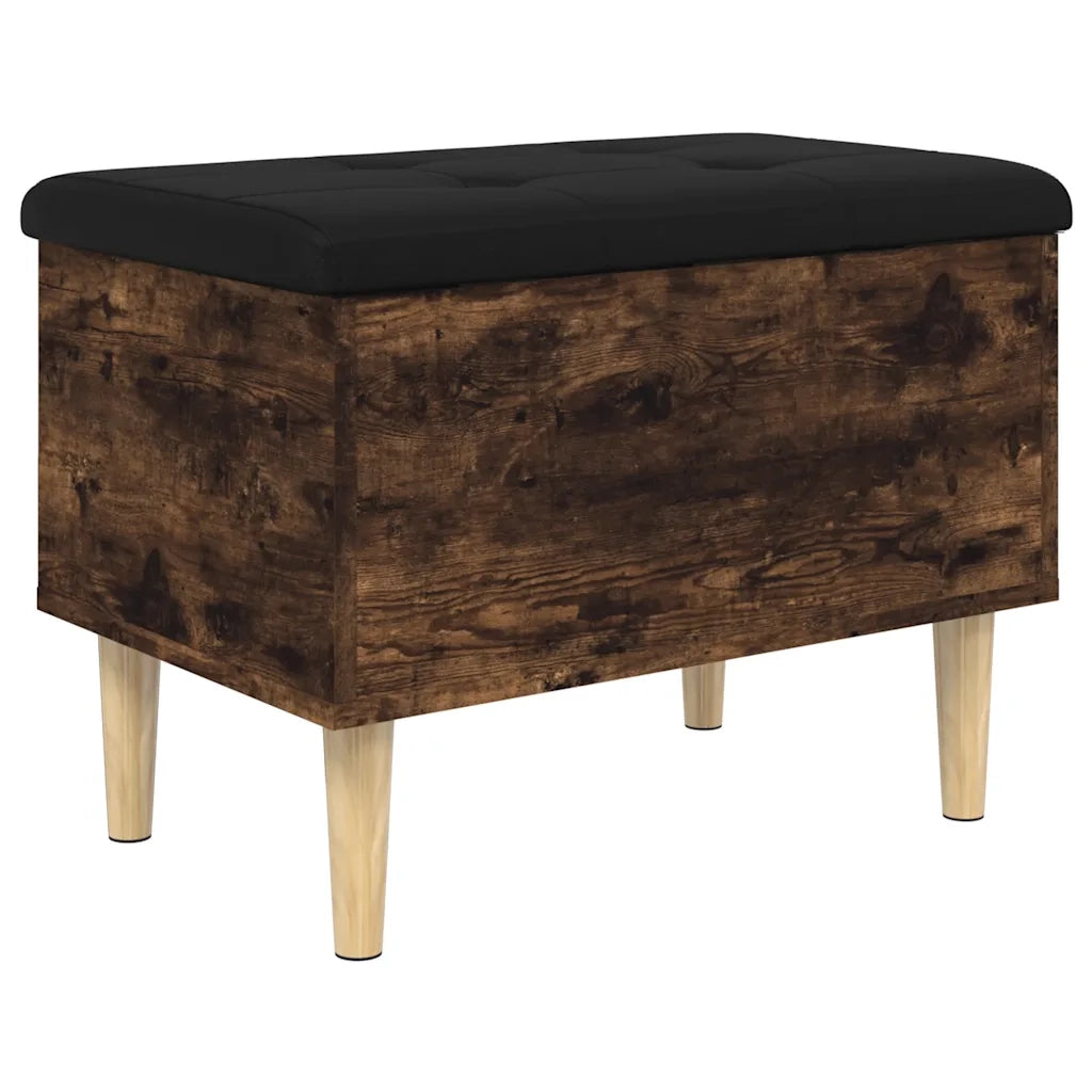 Panca Portaoggetti-Sgabello-Panca con Contenitore Rovere Fumo 62x42x46 cm Legno Multistrato