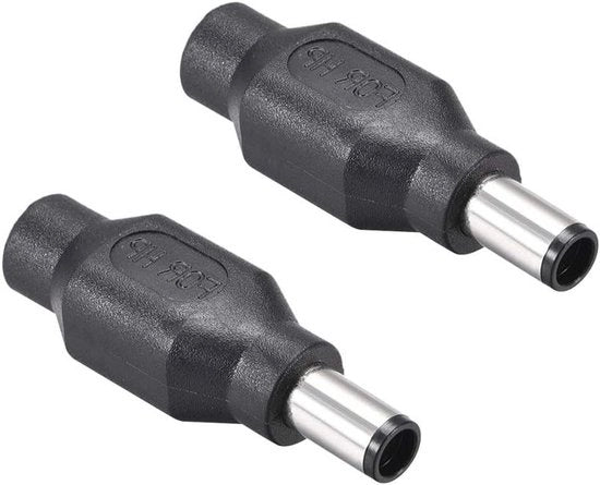 Adattatore di Alimentazione DC, Femminile 5.5mmx2.1mm a Maschile 7.4mmx5.0mm, Nero - 2 pezzi. Connettor di Alimentazione DC con Resistenza. Soluzione per Collegamento di Alimentazione.