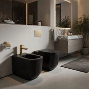 Sanitari filomuro WC e Bidet in Ceramica Copriwater soft-close Ceramiche Dolomite serie ALBA - Nero Opaco