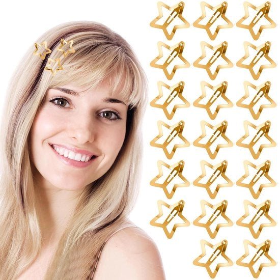 Spille per capelli in acciaio antiscivolo 20 pezzi - Clip da capelli con design a stella d'oro - Accessori per capelli moderni - Per donne e ragazze - 3 cm