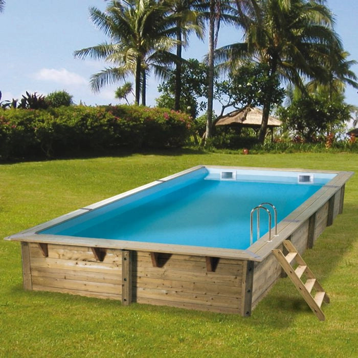 Piscina In Legno Rettangolare Northwood 505 - 5,05 X 3,5 H1,26 M - Liner Blue