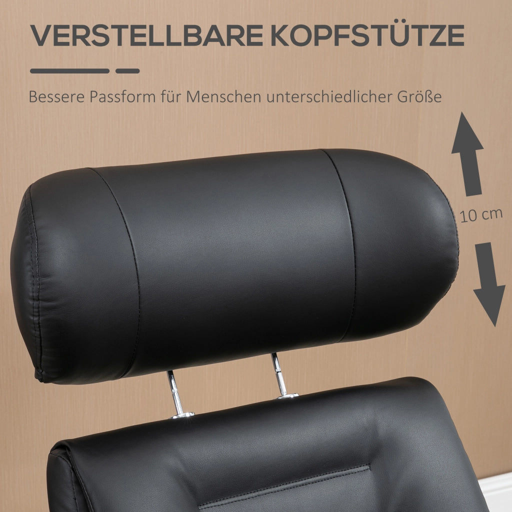 Poltrona Relax Girevole con Poggiapiedi, Reclinabile, Massaggiante ¨C Zephmum ¨C Nero, 80x84x108 cm