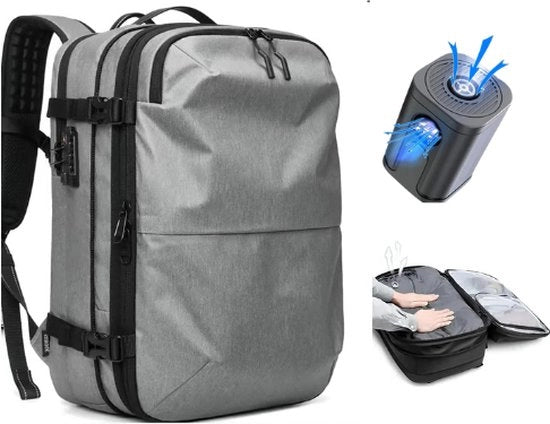 Borsa a vuoto per viaggiatore - Trolley - Airbag - Bagaglio a mano - Tasca per laptop - Grande borsa per viaggiatore unisex - 20 pezzi di abbigliamento - Grigio
