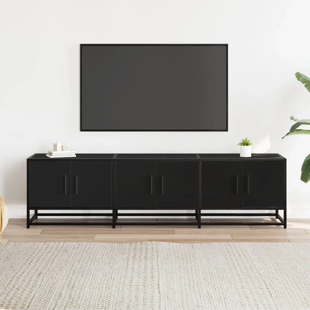 Mobile Porta TV Nero 150x35x41 cm in Truciolato e Metallo 848859