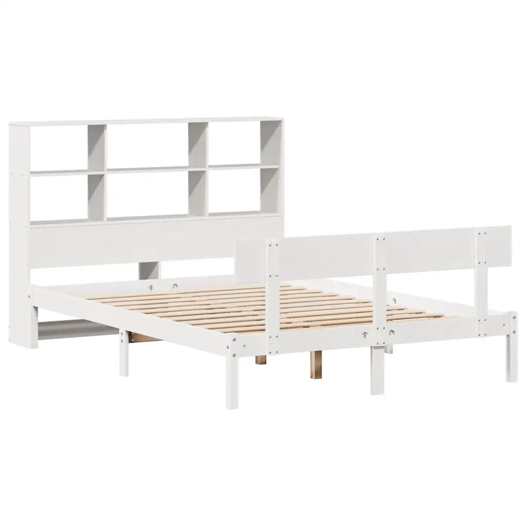Letto Libreria senza Materasso Bianco 160x200 cm Legno di Pino