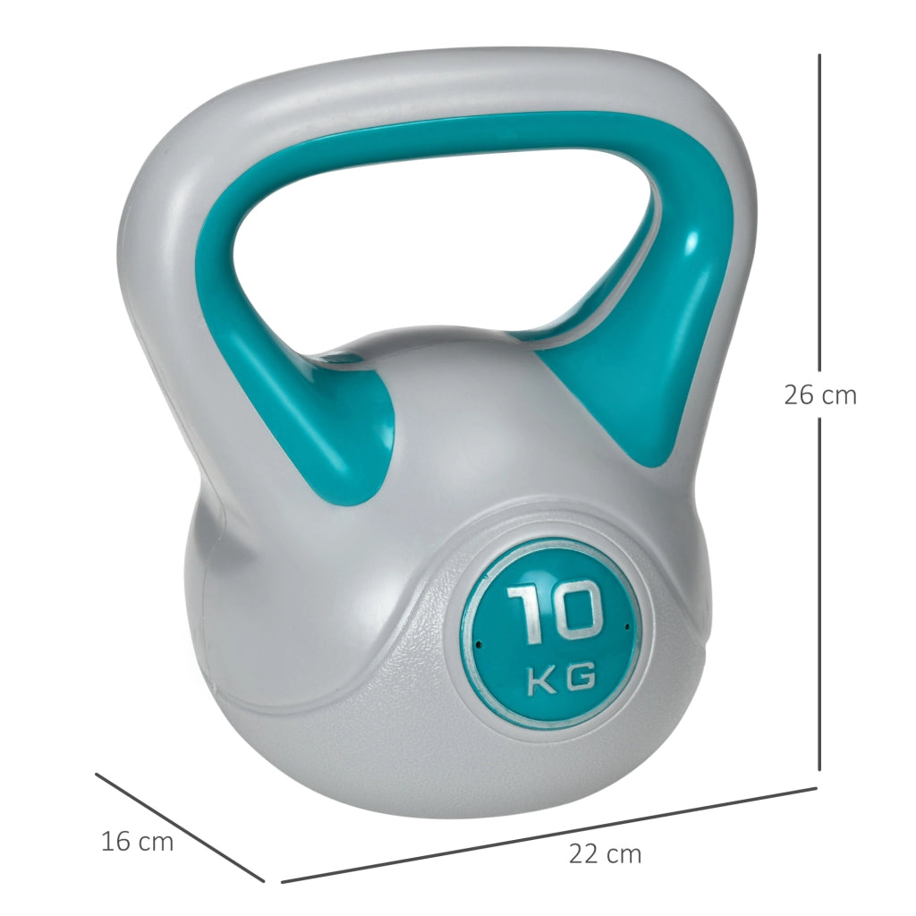 Kettlebell 10kg in PU e Sabbia con Base Piatta e Impugnatura per Stacchi, Squat e Sollevamenti, 22x16x26 cm, Verde Scuro
