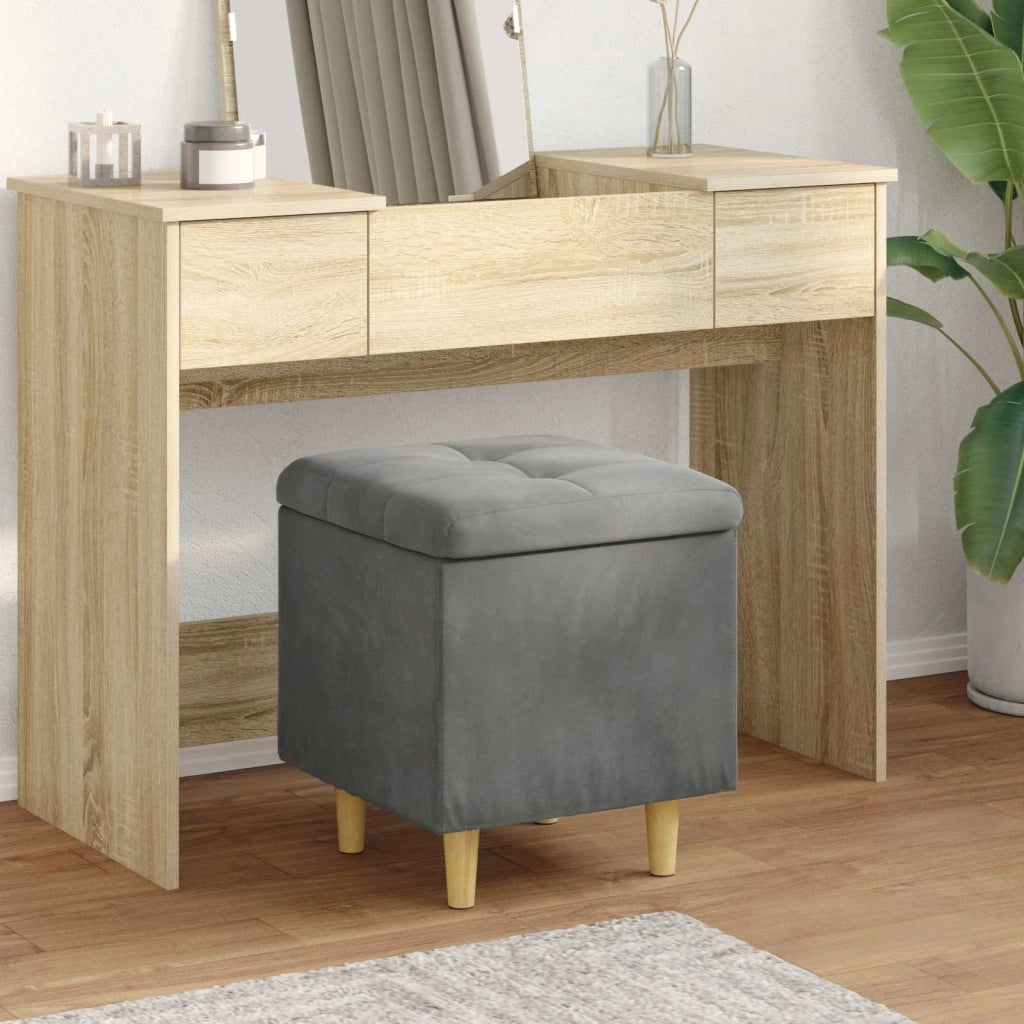 Pouf contenitore Grigio scuro 40 x 40 x 45 cm Velluto 876811