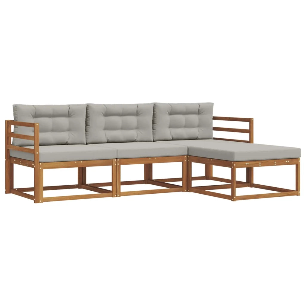 Set di divani da esterno 4 pcs Grigio Naturale e Chiaro