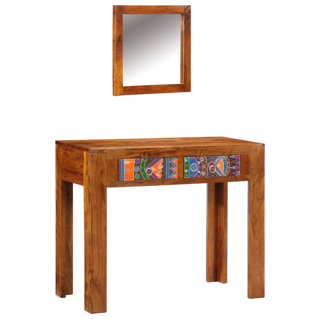 Tavolo per trucco Marrone Miele Legno Massello di Acacia
