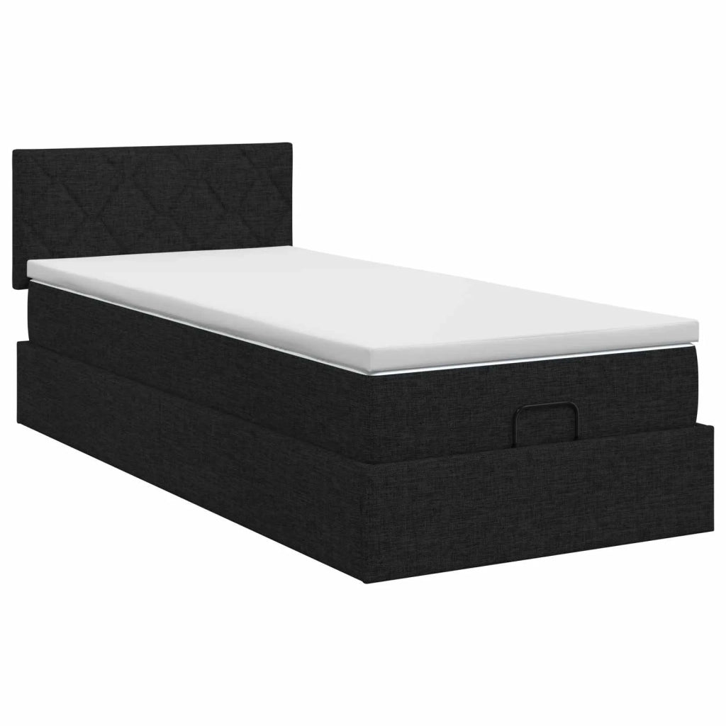 Letto ottomano con materasso Nero 90 x 200 cm Tessuto 3456380